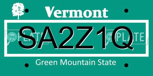 SA2Z1Q Vermont License Plate
