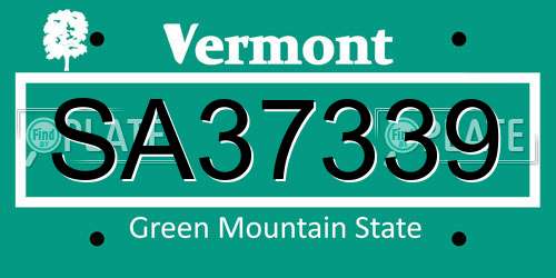 SA37339 Vermont License Plate