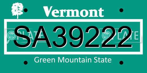 SA39222 Vermont License Plate