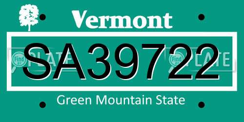 SA39722 Vermont License Plate