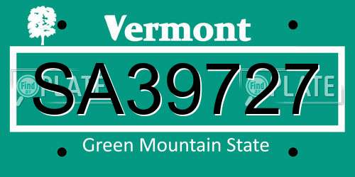 SA39727 Vermont License Plate