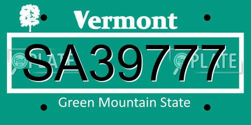 SA39777 Vermont License Plate