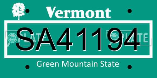 SA41194 Vermont License Plate