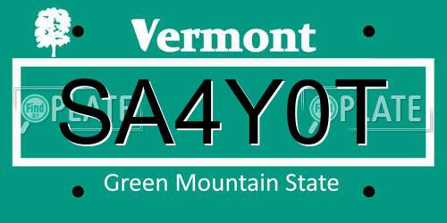 SA4Y0T Vermont License Plate