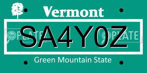 SA4Y0Z Vermont License Plate