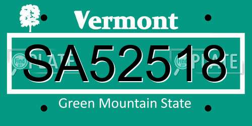 SA52518 Vermont License Plate