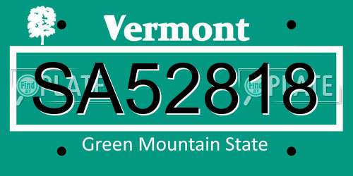 SA52818 Vermont License Plate
