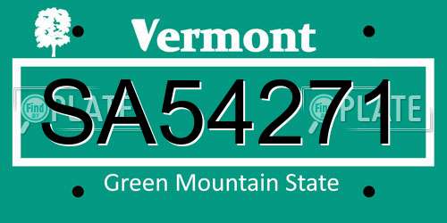 SA54271 Vermont License Plate