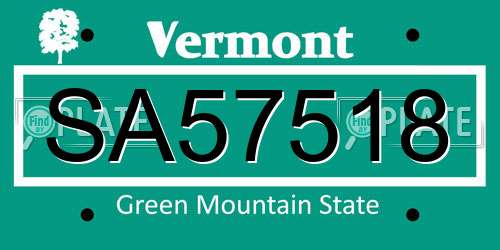 SA57518 Vermont License Plate