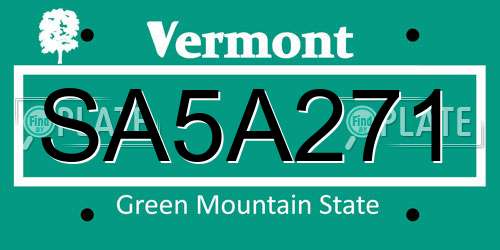 SA5A271 Vermont License Plate