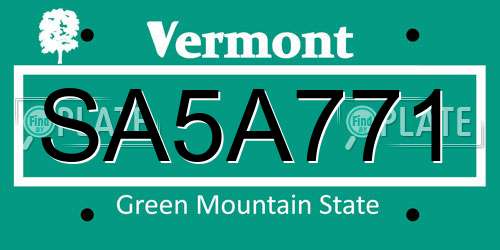SA5A771 Vermont License Plate