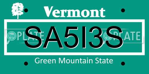 SA5I3S Vermont License Plate