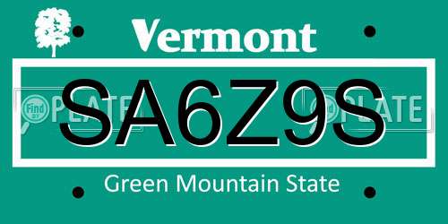 SA6Z9S Vermont License Plate