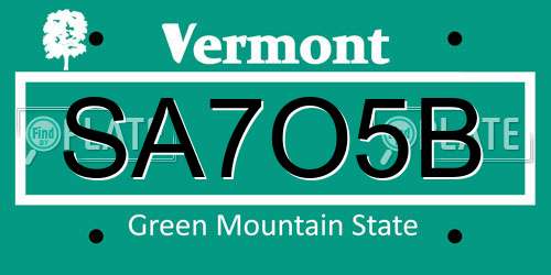 SA7O5B Vermont License Plate
