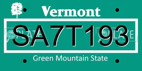 SA7T193 Vermont License Plate
