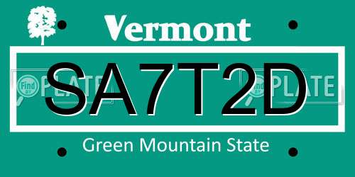 SA7T2D Vermont License Plate