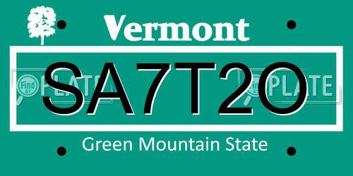 SA7T2O Vermont License Plate