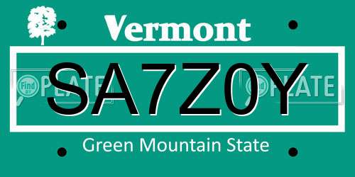 SA7Z0Y Vermont License Plate