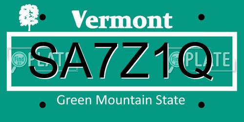 SA7Z1Q Vermont License Plate