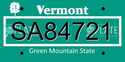 SA84721 Vermont License Plate