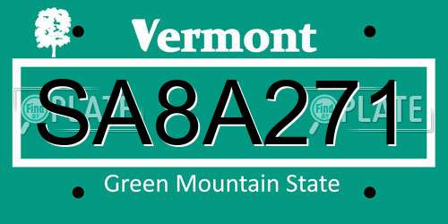 SA8A271 Vermont License Plate