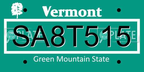 SA8T515 Vermont License Plate