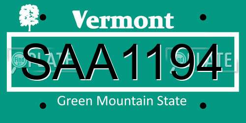 SAA1194 Vermont License Plate