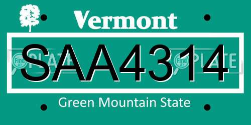 SAA4314 Vermont License Plate