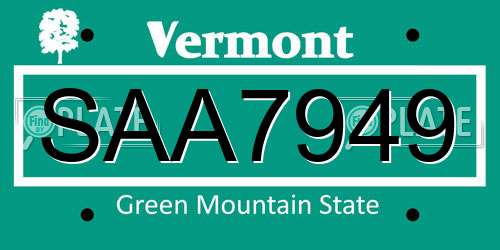 SAA7949 Vermont License Plate