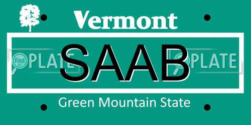 SAAB Vermont License Plate