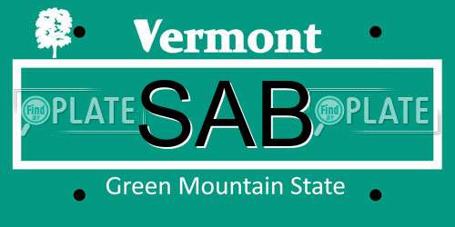 SAB Vermont License Plate