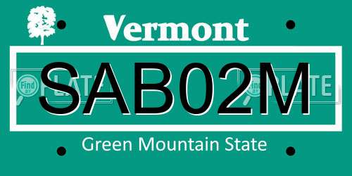 SAB02M Vermont License Plate