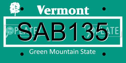 SAB135 Vermont License Plate