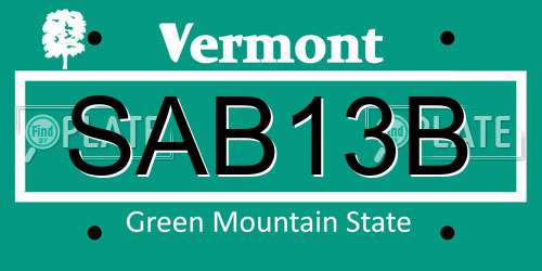 SAB13B Vermont License Plate