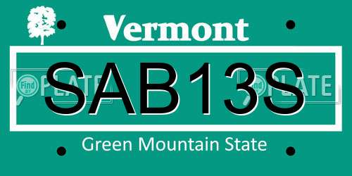 SAB13S Vermont License Plate