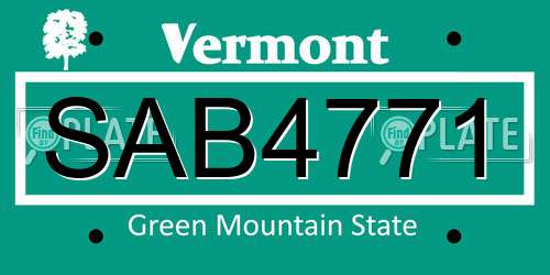 SAB4771 Vermont License Plate