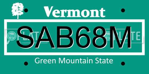 SAB68M Vermont License Plate