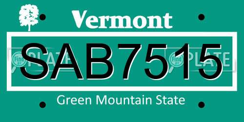 SAB7515 Vermont License Plate
