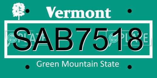 SAB7518 Vermont License Plate