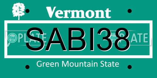 SABI38 Vermont License Plate