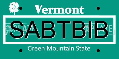 SABTBIB Vermont License Plate