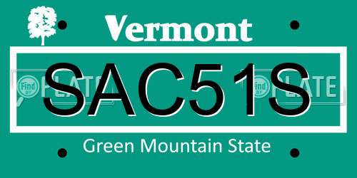 SAC51S Vermont License Plate