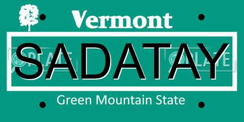 SADATAY Vermont License Plate