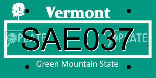 SAE037 Vermont License Plate