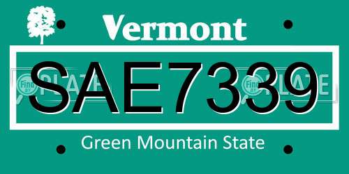 SAE7339 Vermont License Plate