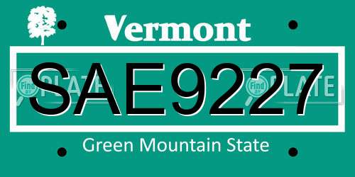 SAE9227 Vermont License Plate