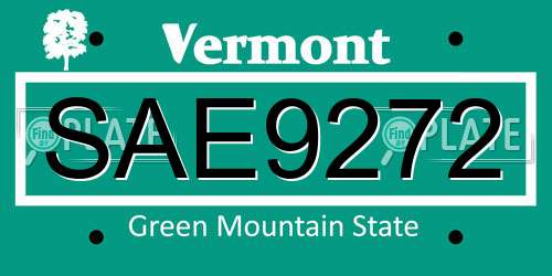 SAE9272 Vermont License Plate