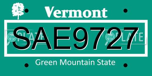 SAE9727 Vermont License Plate