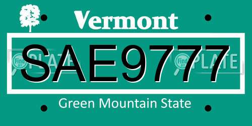 SAE9777 Vermont License Plate