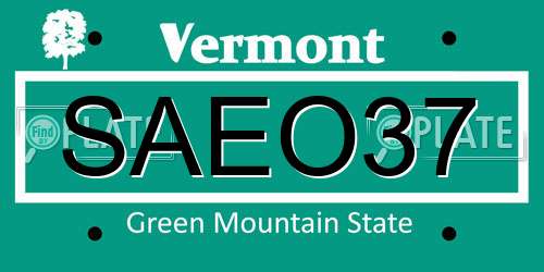 SAEO37 Vermont License Plate